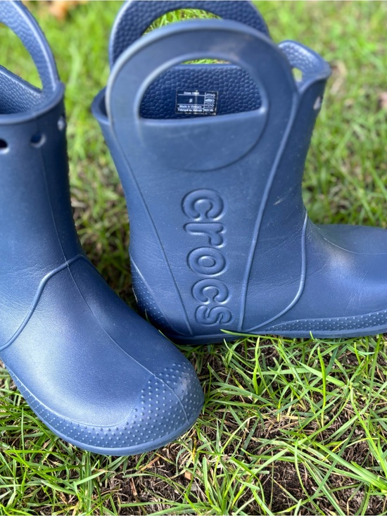 CROCS Other - CROCS Kids Navy Blue Rain Boots with Easy Handles